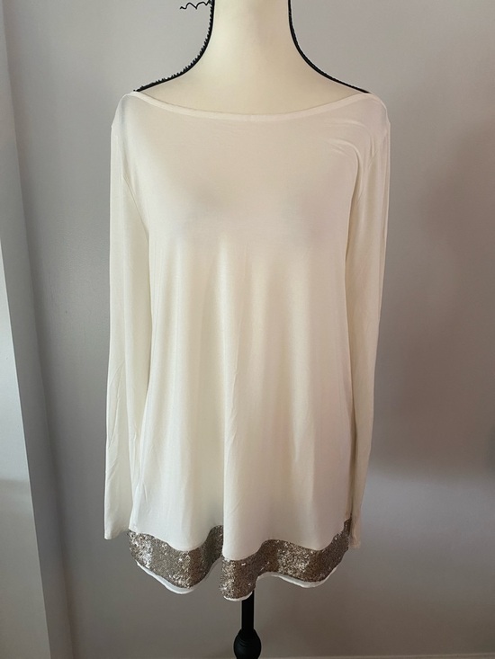 White House Black Market Tops - WHBM long sleeve large top with sequins at bottom